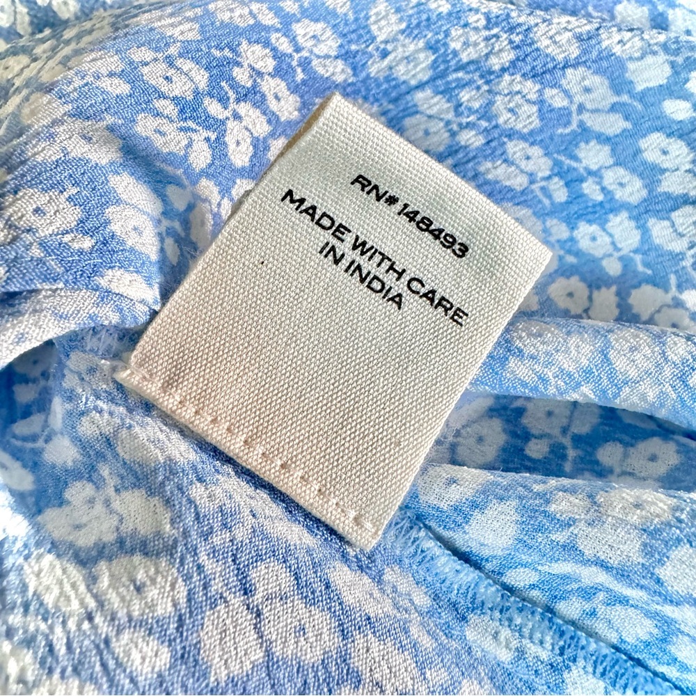 💋SOLD💋✨🪷🩵DÔEN ‘Porto’ Viscose Tank Short Mini Dress Cerulean Hillside Bloom - Picture 13 of 15